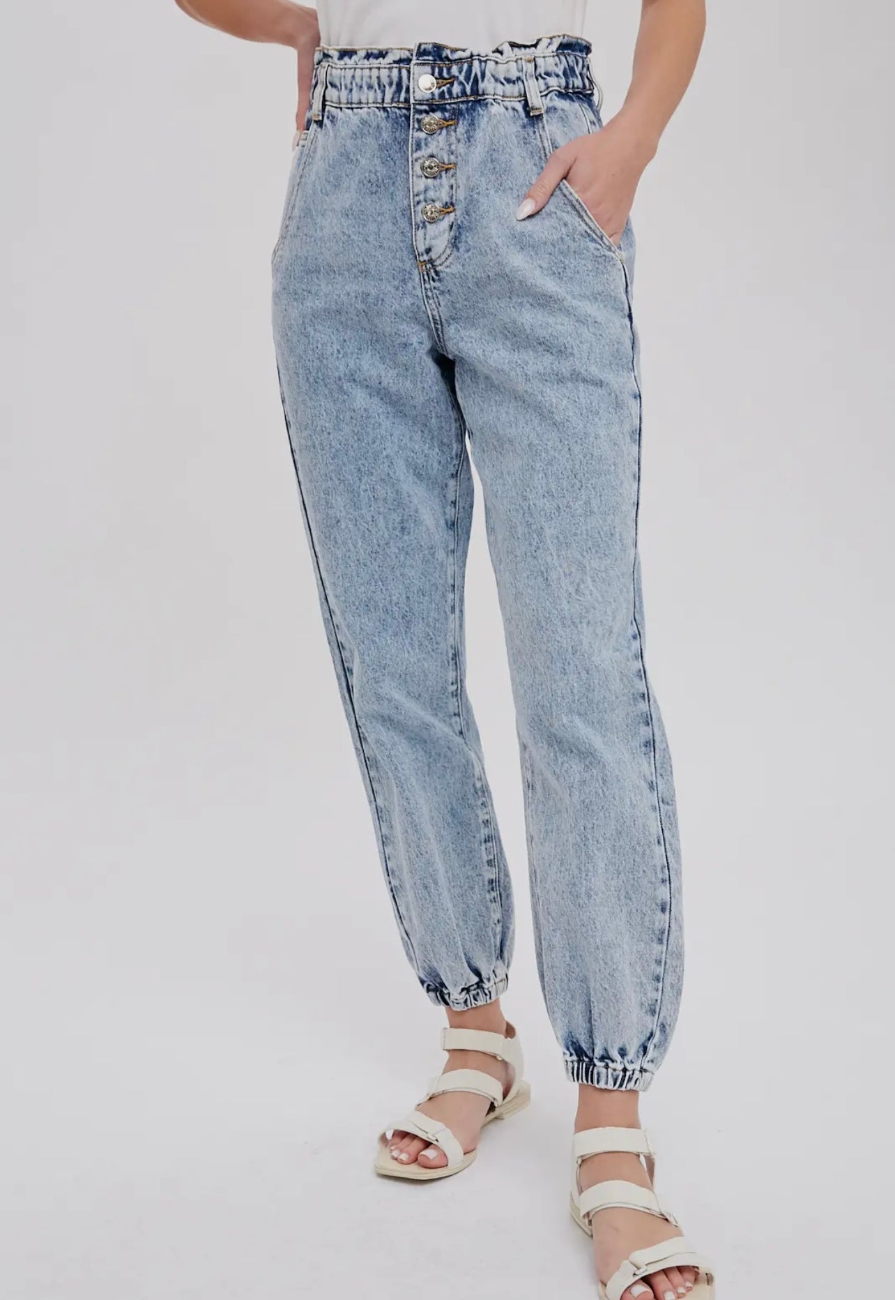 Paperbag Denim Joggers