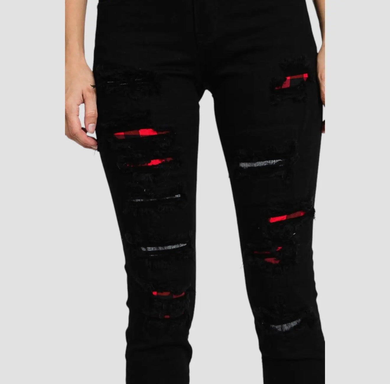 Petra153 Mid Rise Black Ankle Skinny