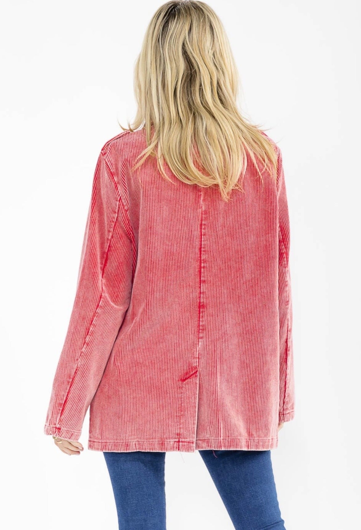 Coral Corduroy Blazer