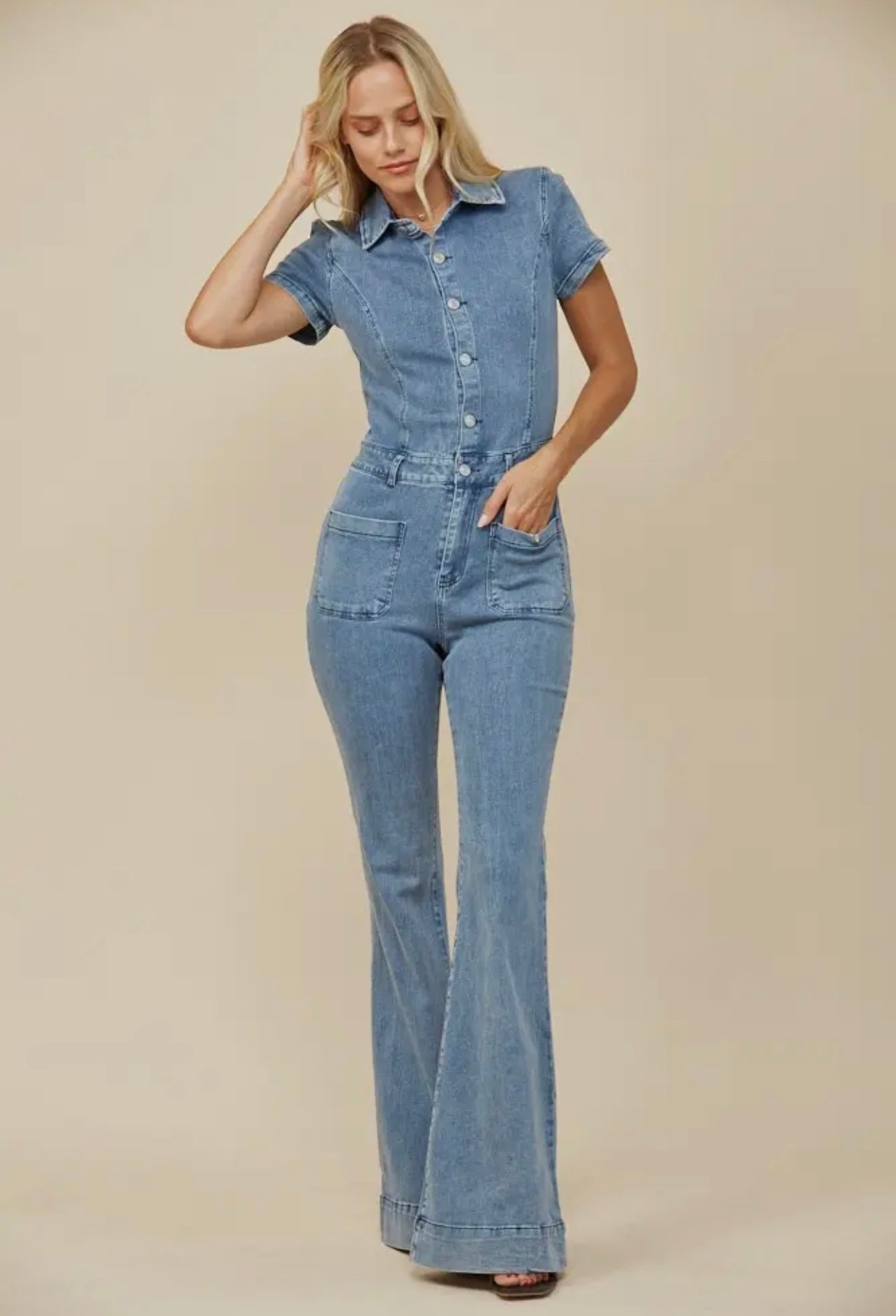 Bellbottom Denim Jumpsuit