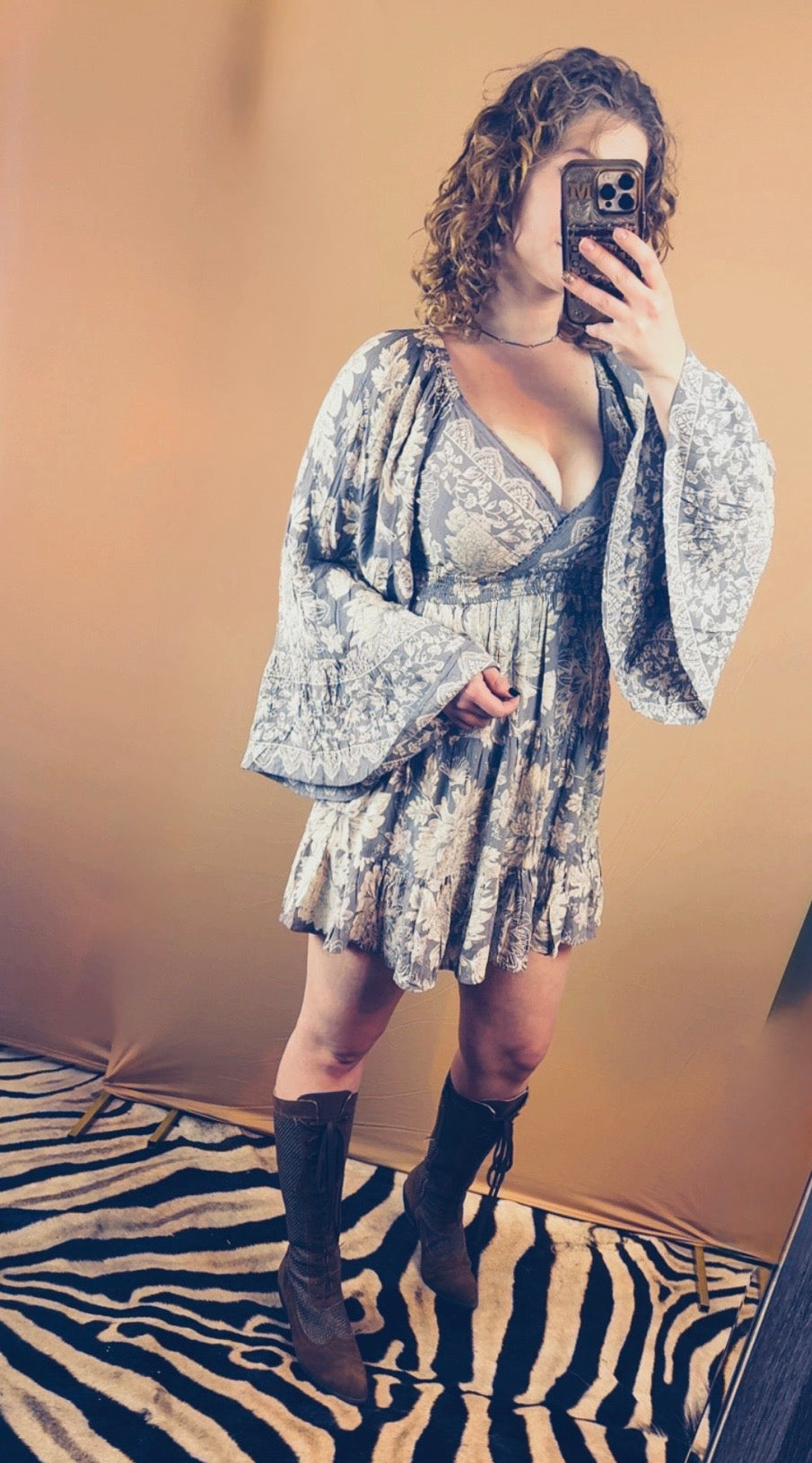 Angie Wide Sleeve V Neck
Smocked Waist Dress