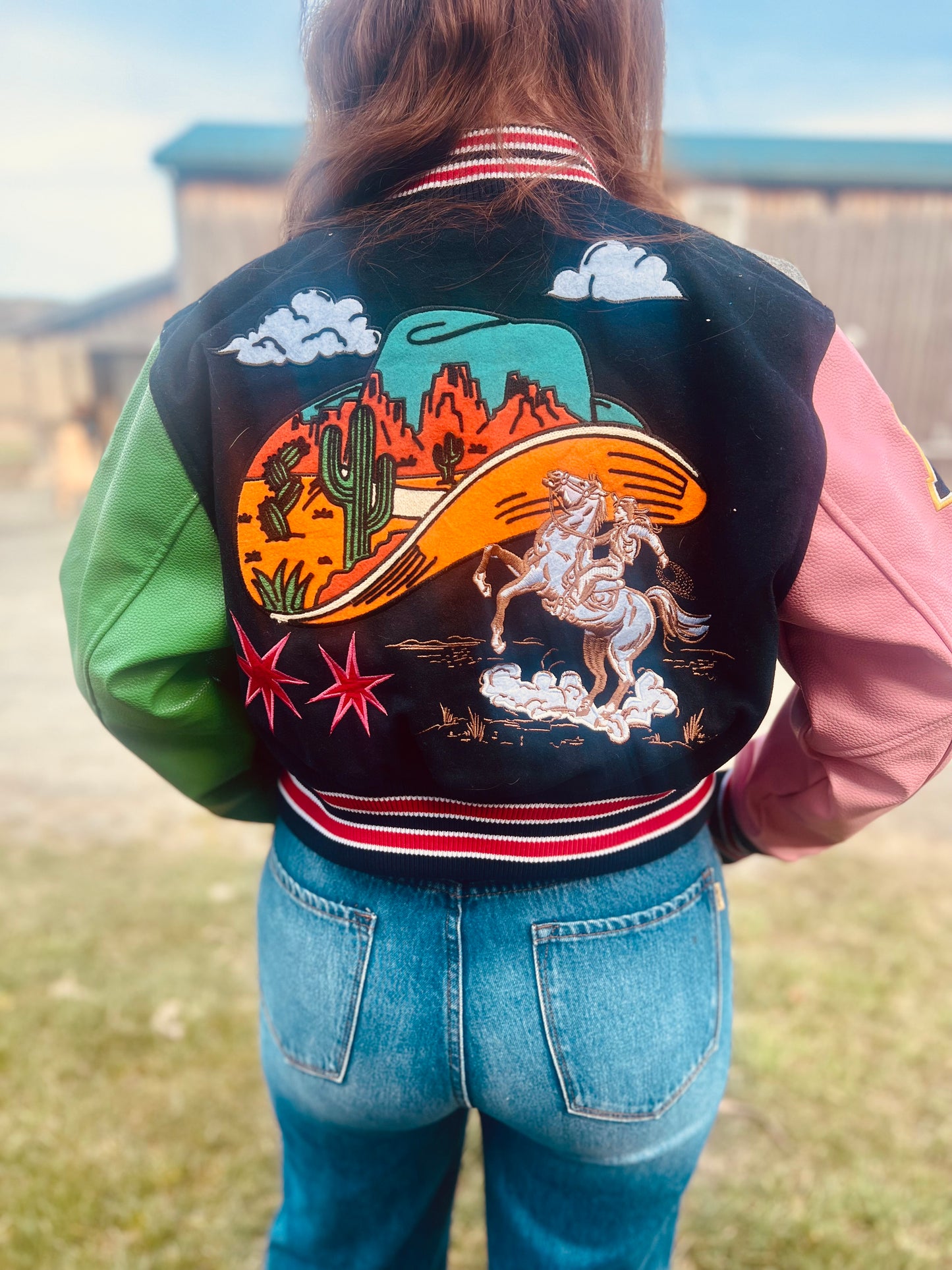 Wild and Free Cropped Varsity Jacket