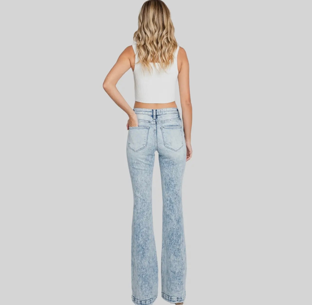 Petra153 Destroyed Mid Rise Stretch
Flare with Trouser Hem