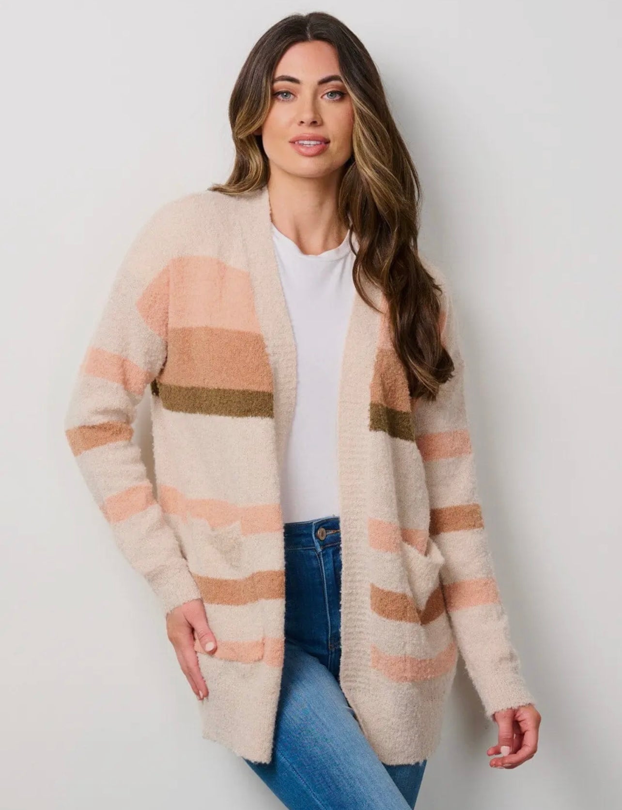 Long Sleeve Color Block Open
Front Cardigan