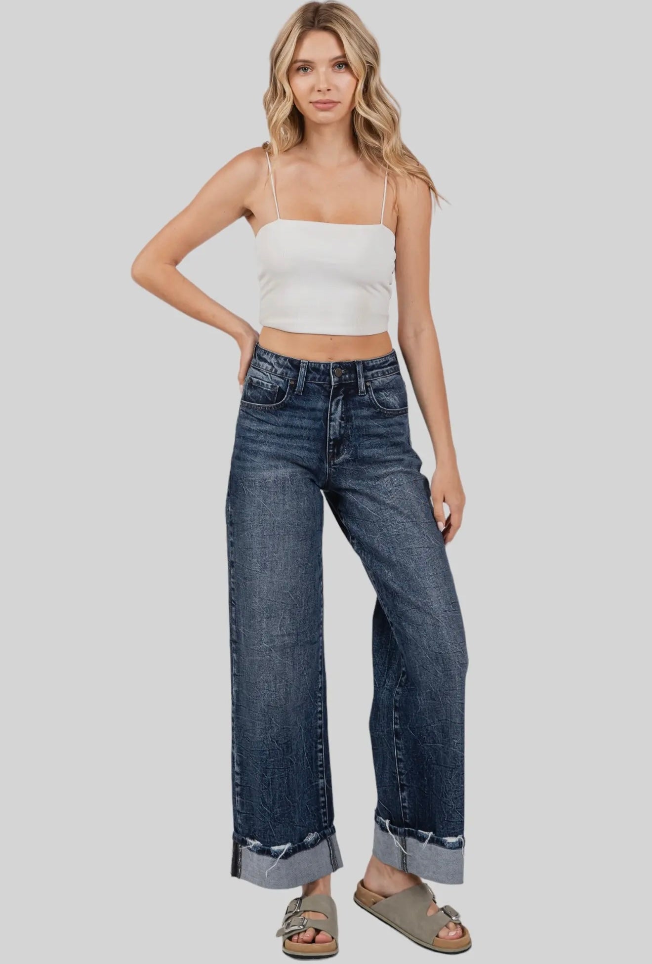 Petra153 High Rise Comfort Stretch
Wide Leg w/ Cuffed Hem