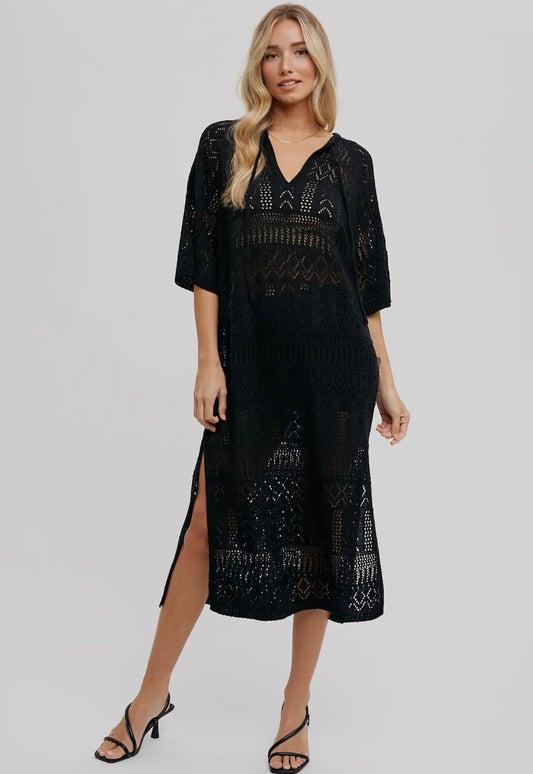 Open-Knit Swim Cover Up Dress