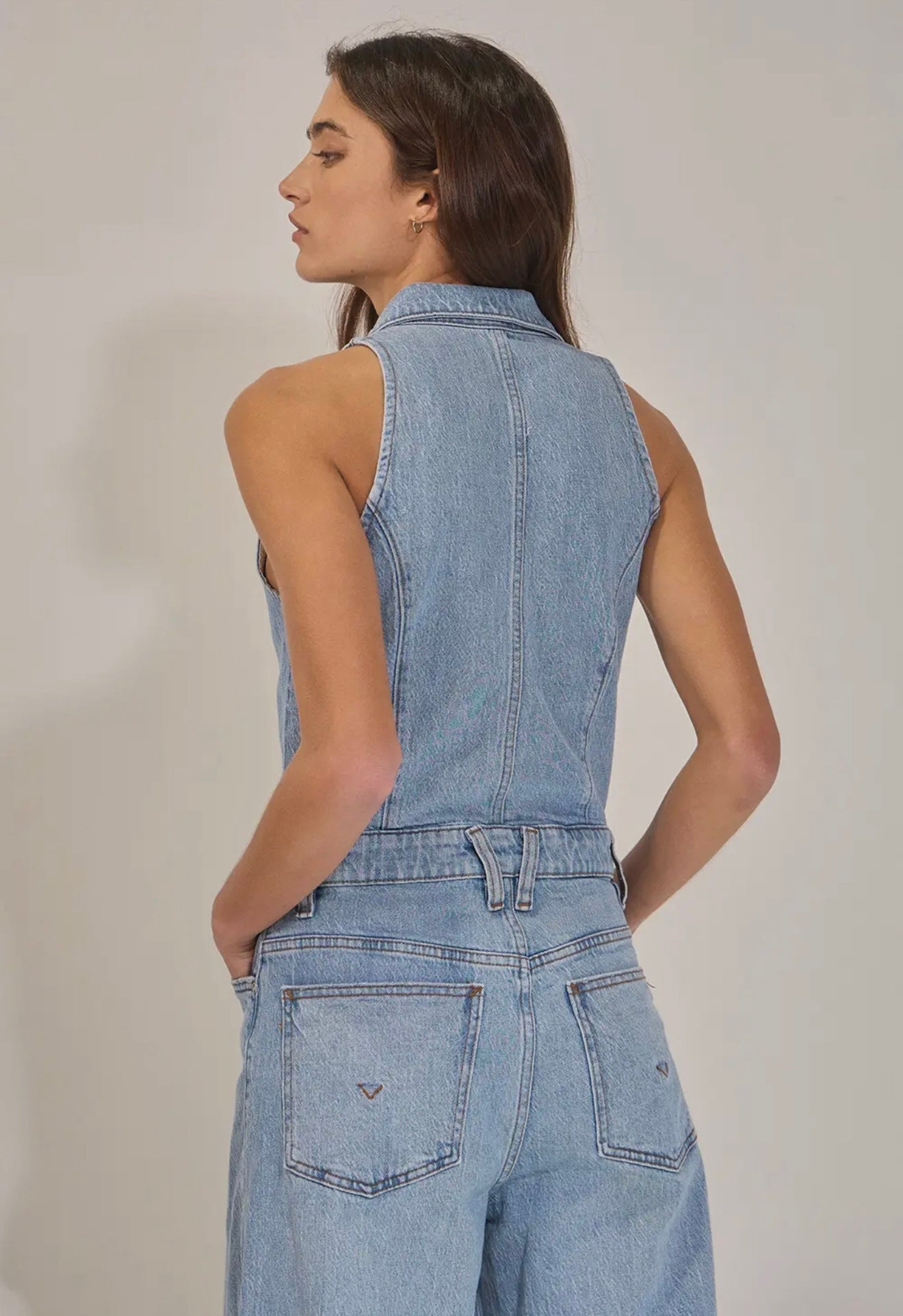 Collared Wide Leg
Denim Jumpsuit