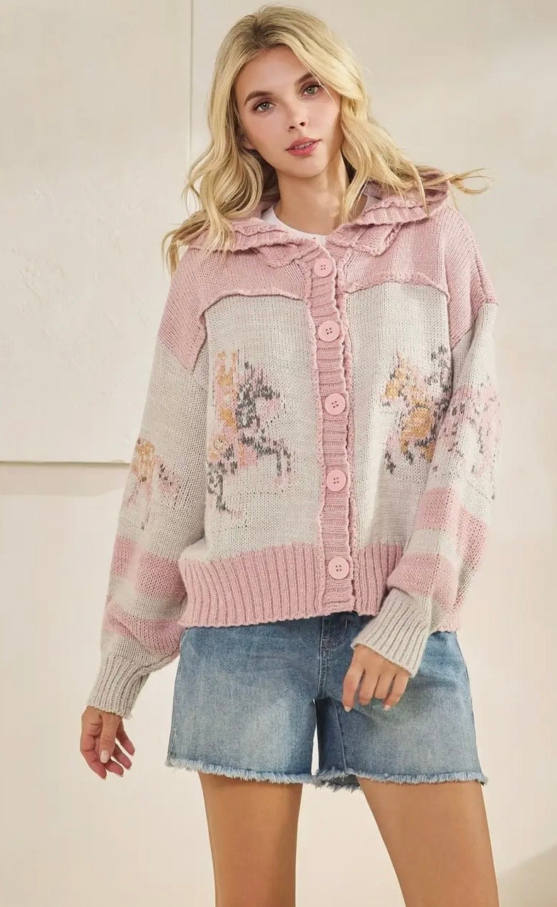 Pink Horsin’ Around Sweater