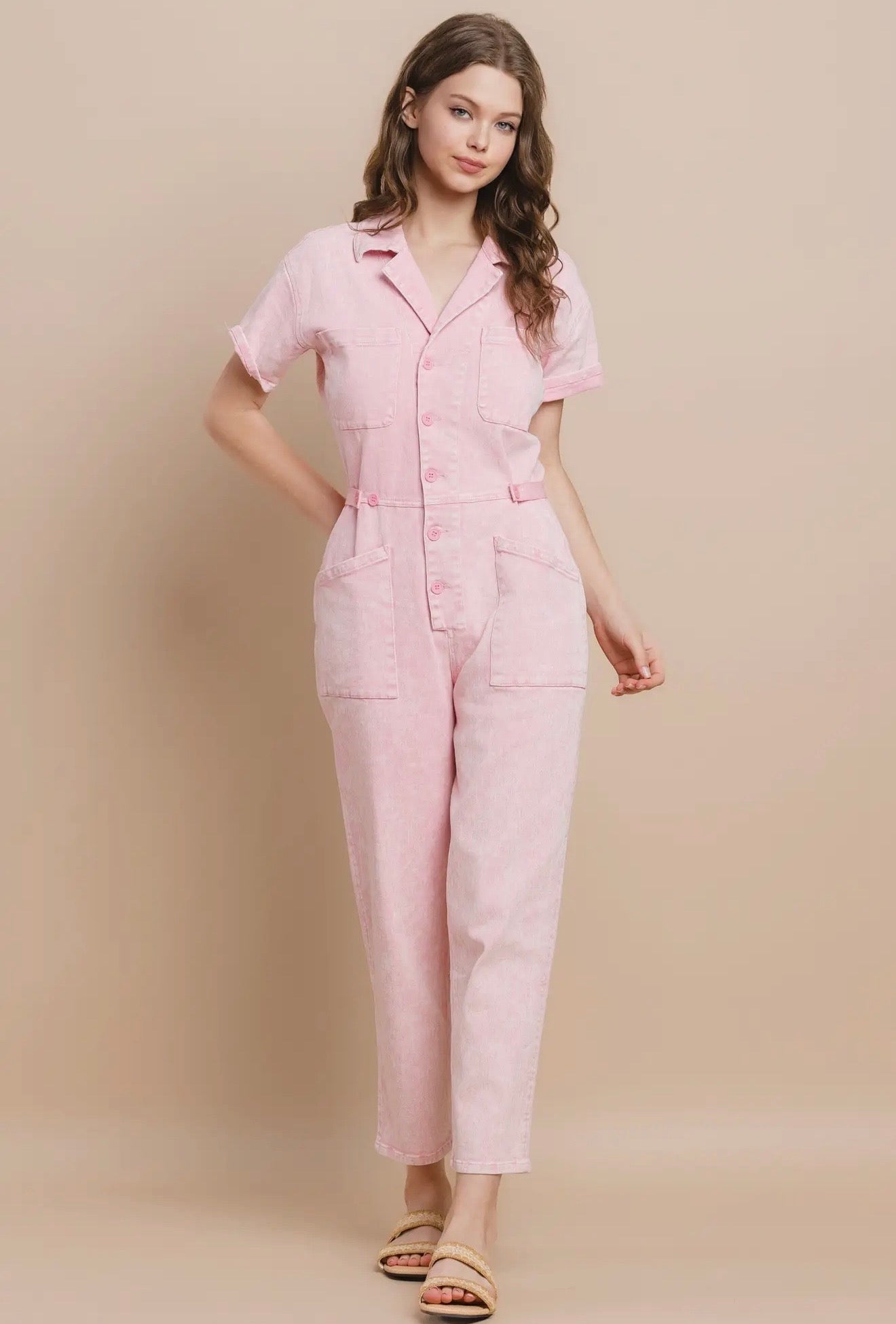 Rose Acid Washed Denim Utility
Jumpsuit