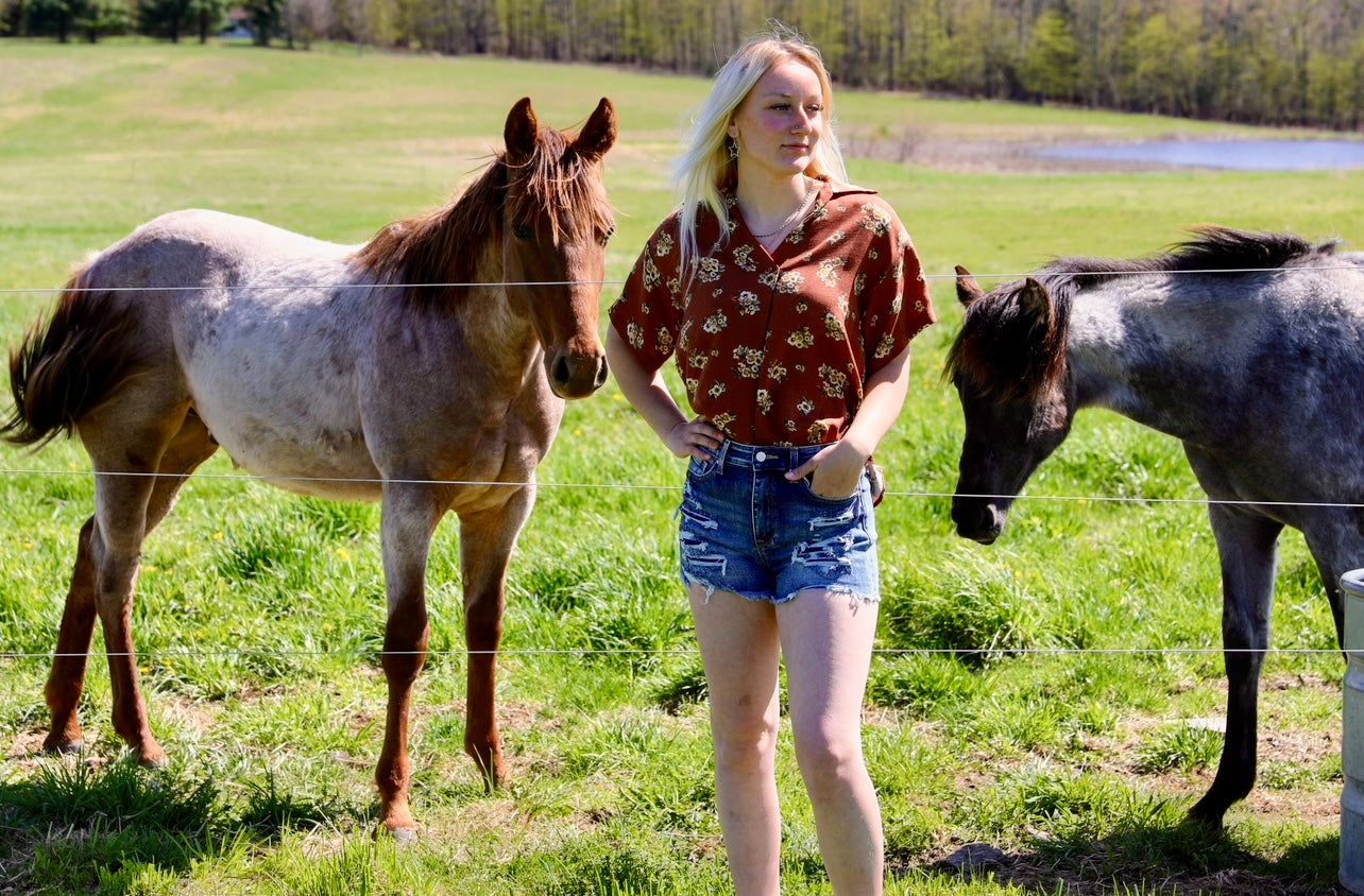 Rust Floral Blouse