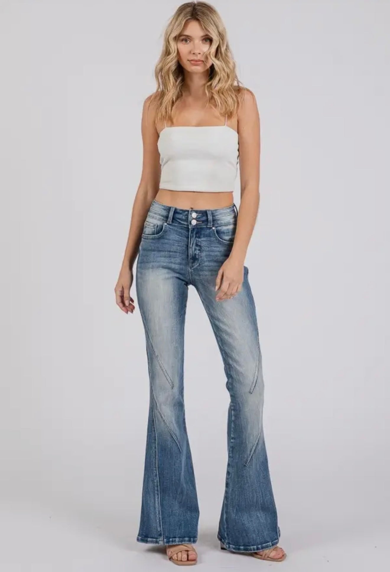Petra153 High Rise Stretch Flare with Side Seam Detail Jean