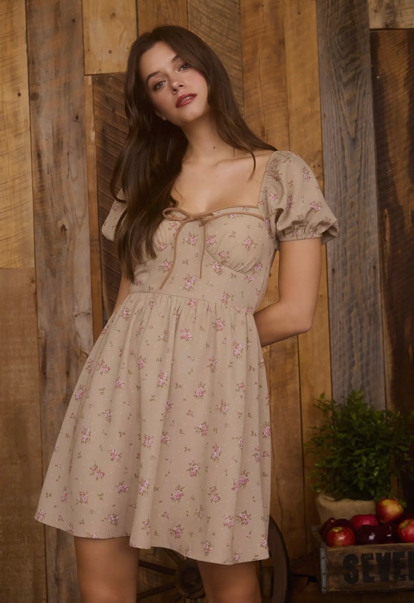 Floral Sweetheart Front Tie Dress