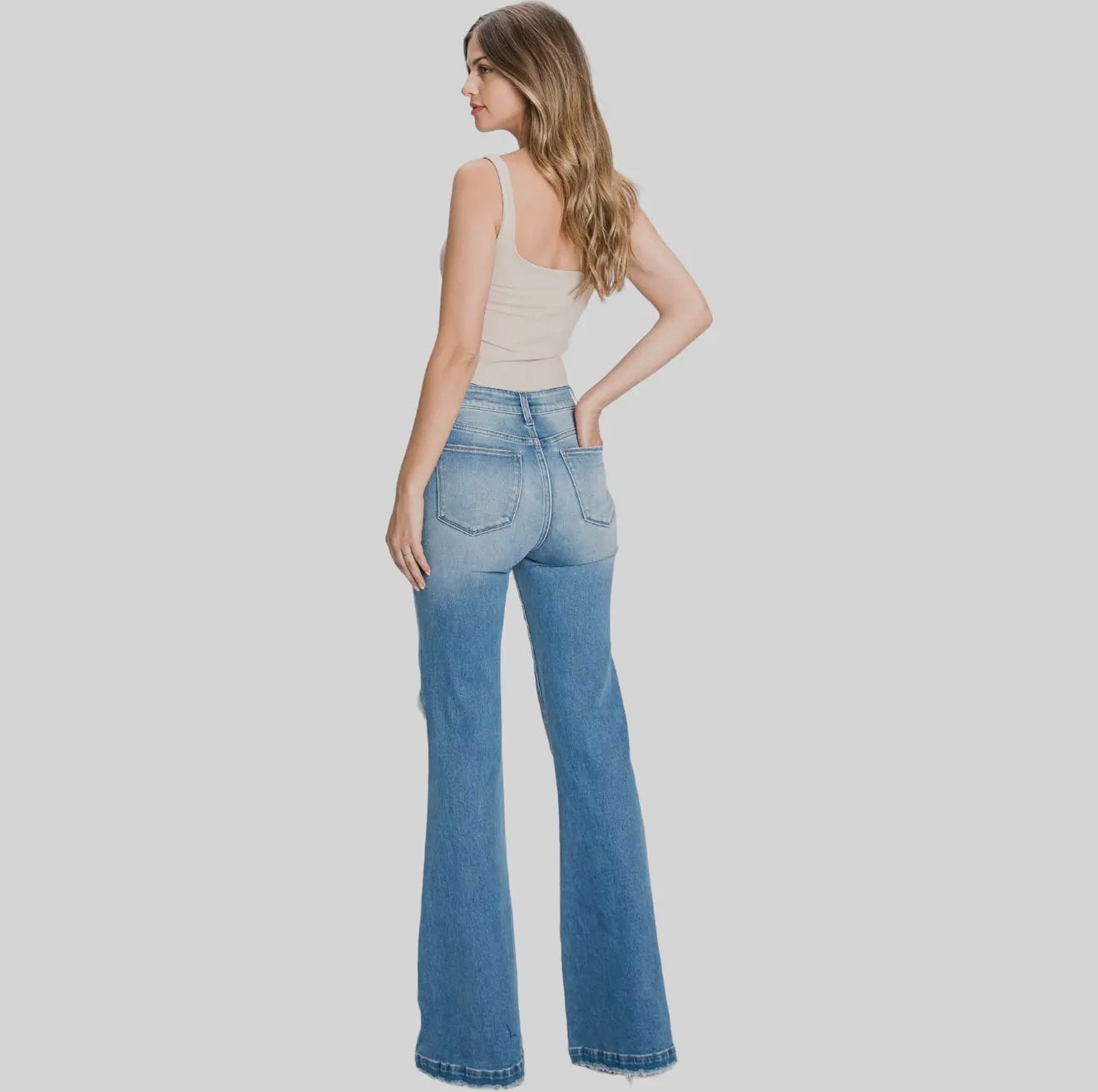 Petra153 DISTRESSED SUPER HIGH RISE 70'S INSPIRED FLARE JEANS