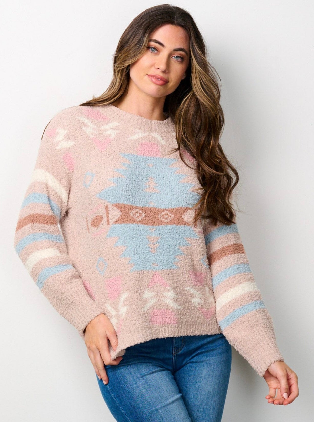 Tan & Pink Aztec Sweater