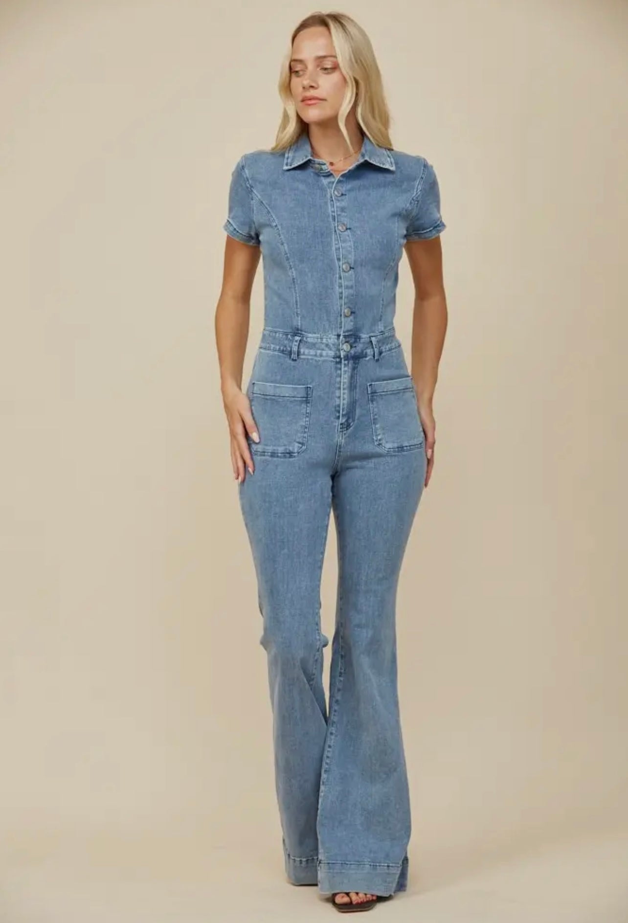 Bellbottom Denim Jumpsuit