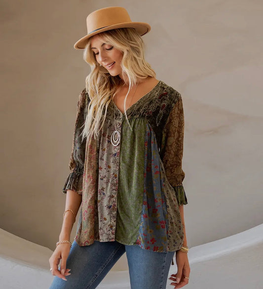 Vintage Bohemian Patchwork Top