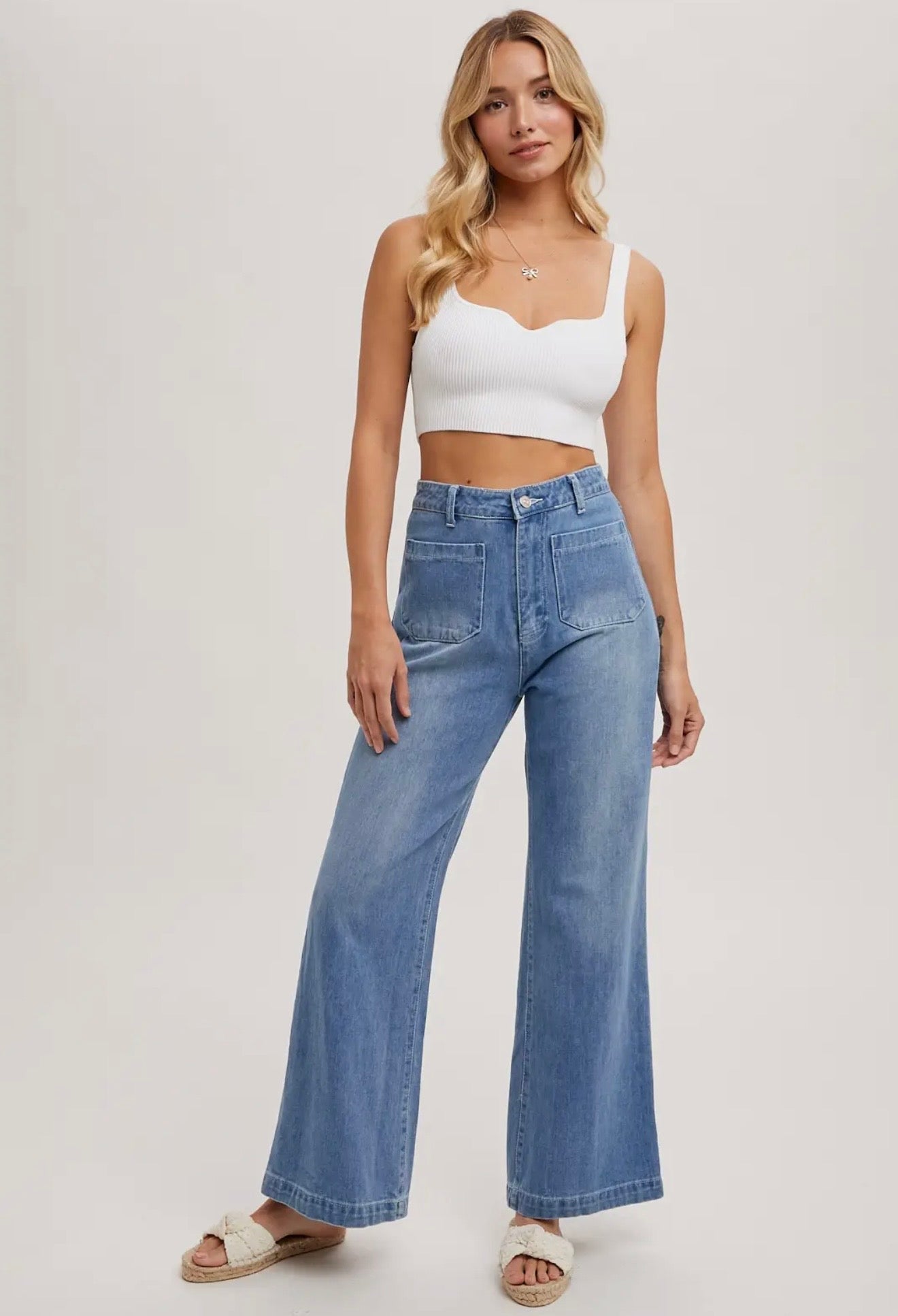 High Rise Wide Leg Denim Jeans