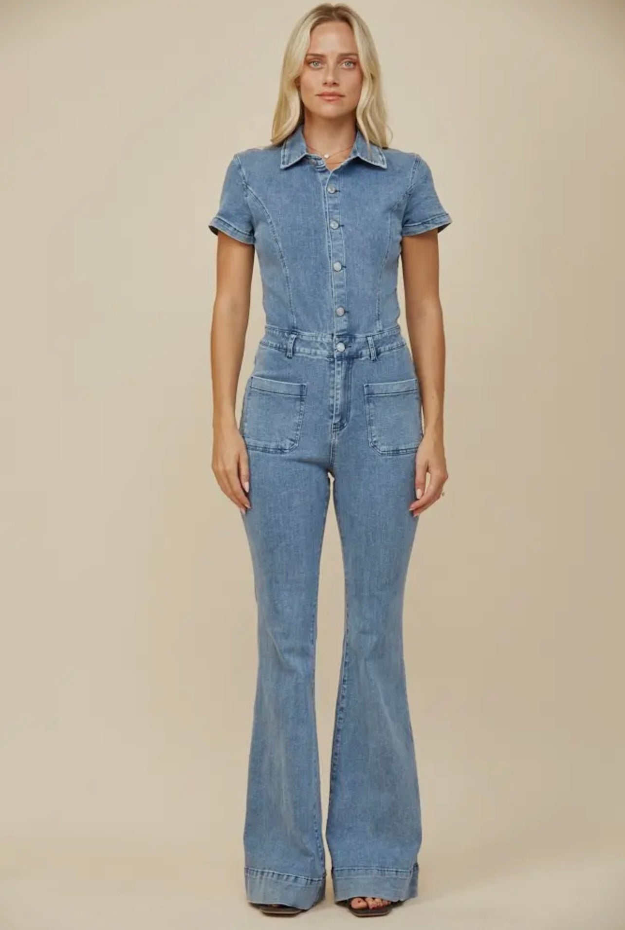 Bellbottom Denim Jumpsuit