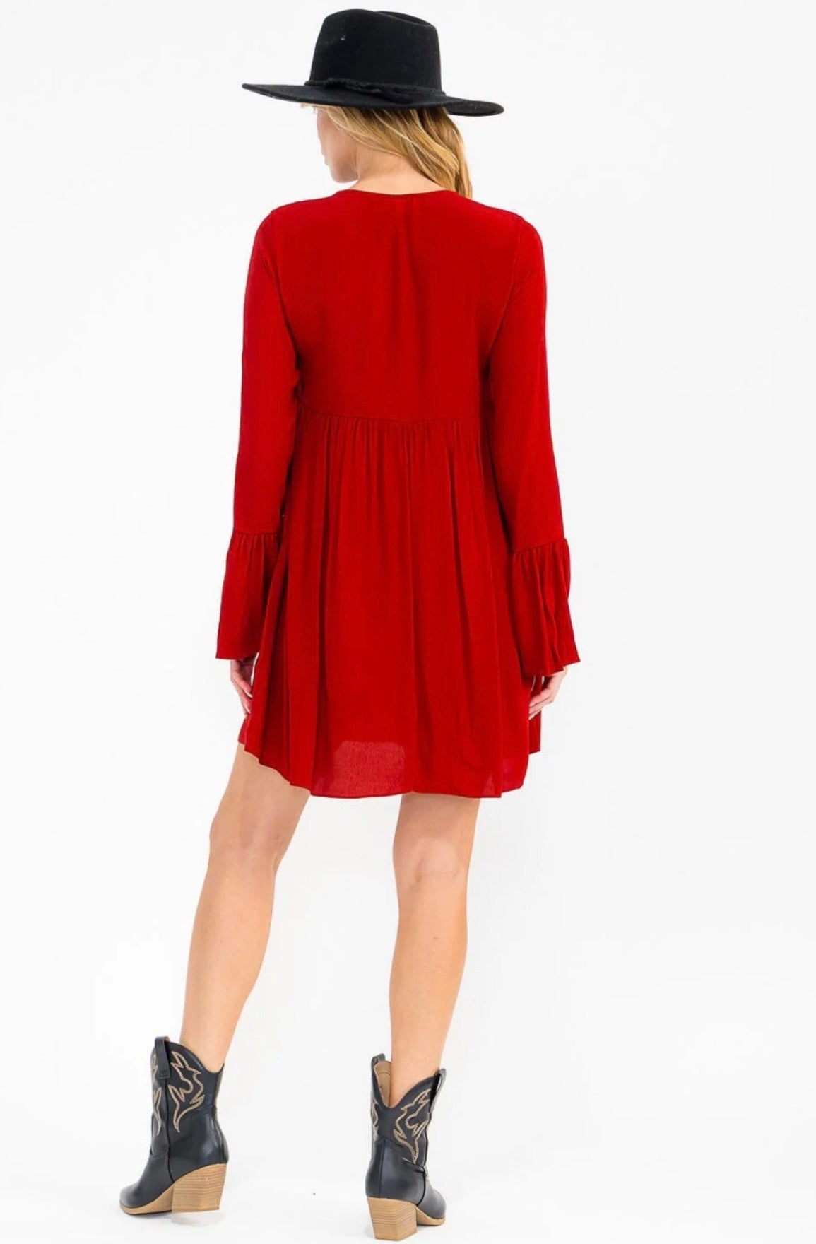 Embroidered Detailed Dress in Rust