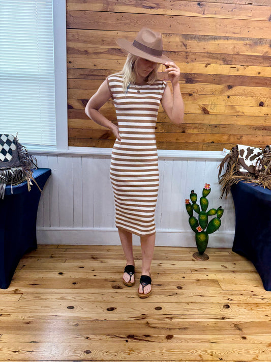Striped Contrast Tank Midi Dress