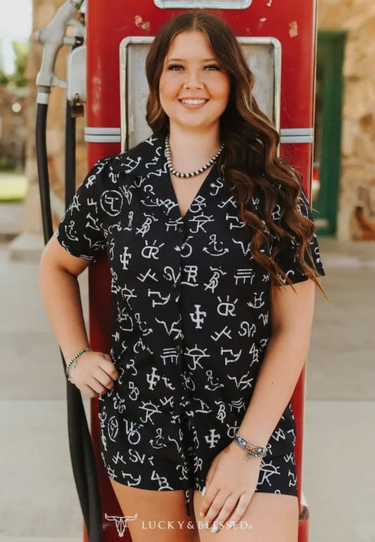 Black Cattle Brand Pearl Snap Shirt W
Drawstring Short Set
