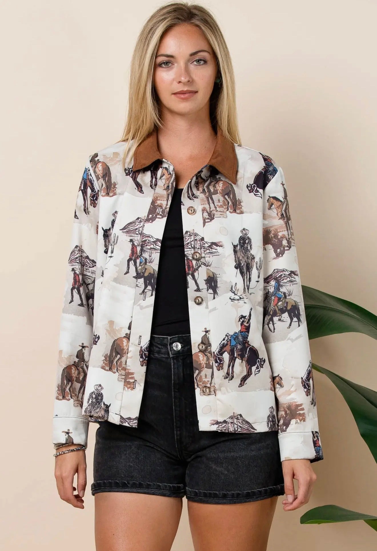 Audrey Western Print Light
Weight Barn Shirt Jacket