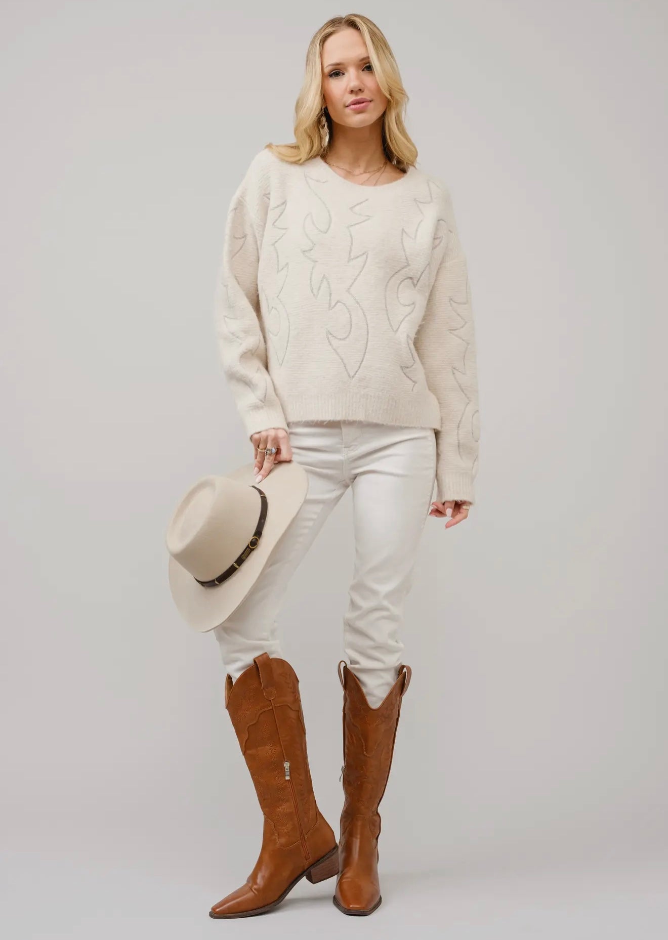 Western Boots Stitch Pattern
Crew Neck Sweater
