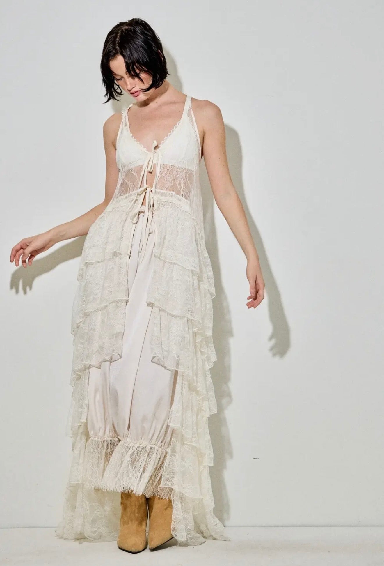 Romantic Lace Ruffle Tiered Duster