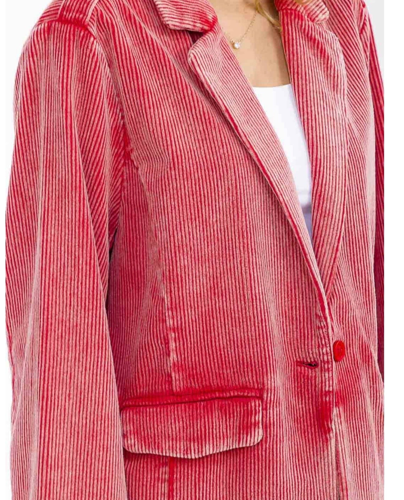 Coral Corduroy Blazer