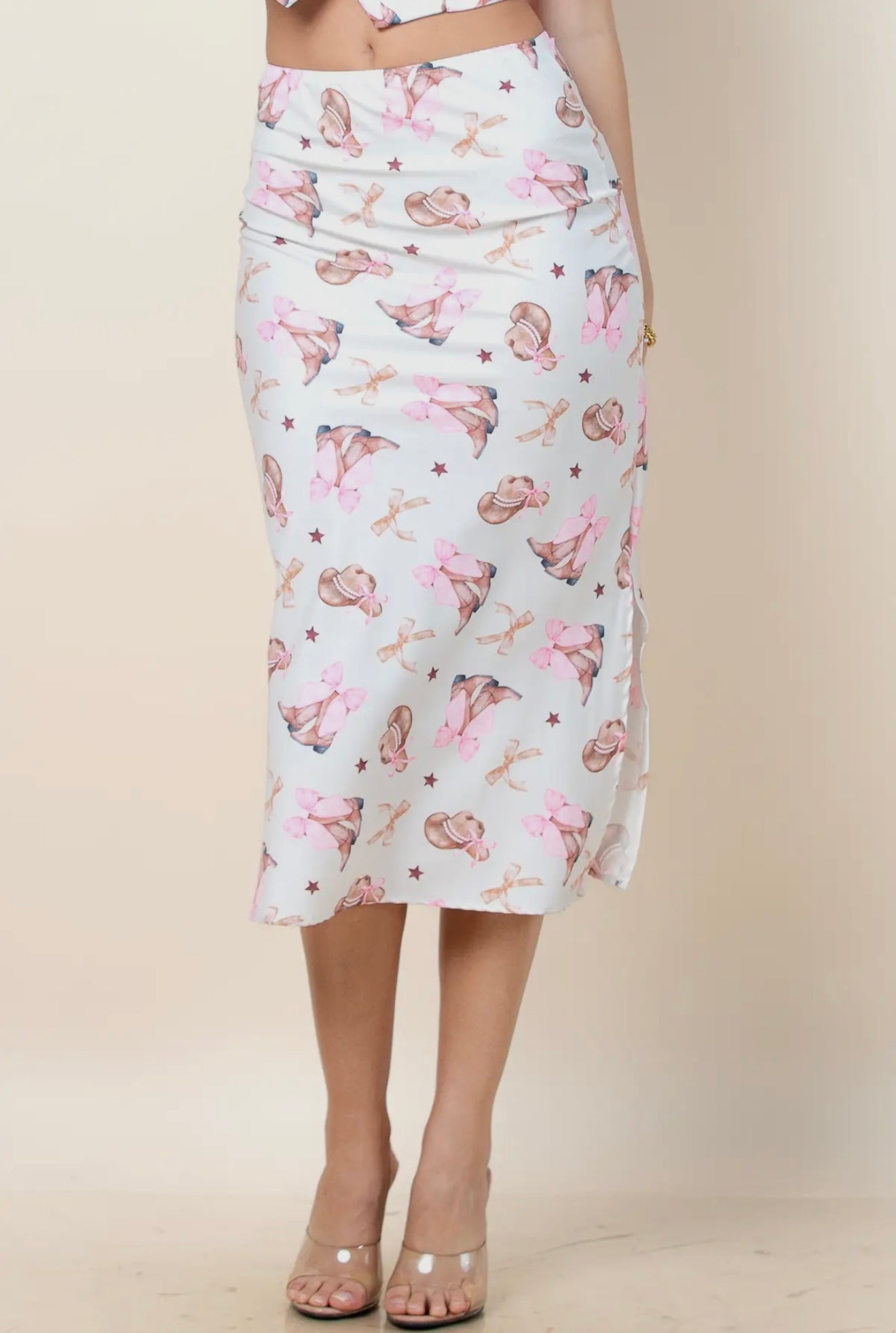 Coquette Ribbon Print Skirt
