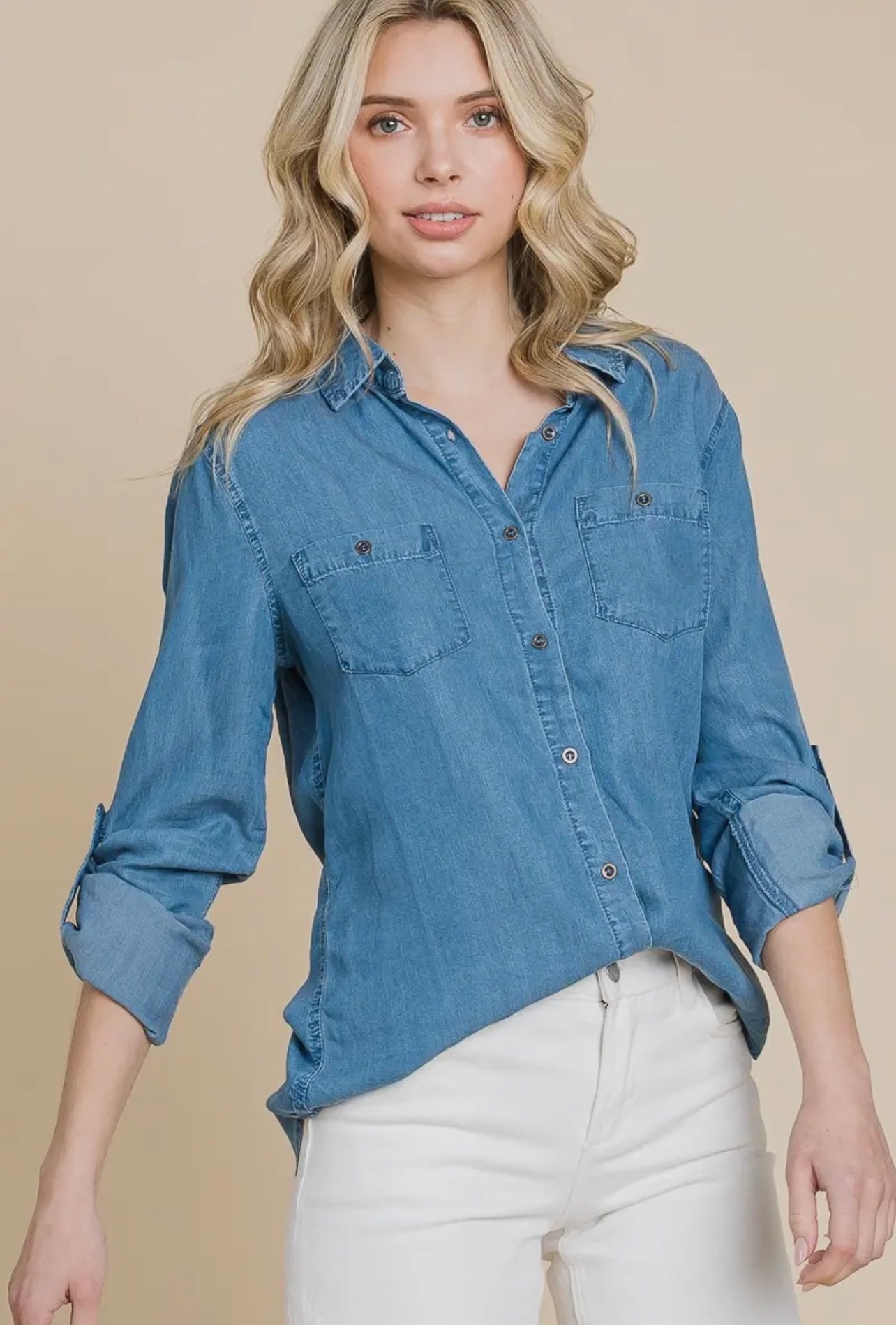 Chambray Button-Down
Collared Shirt