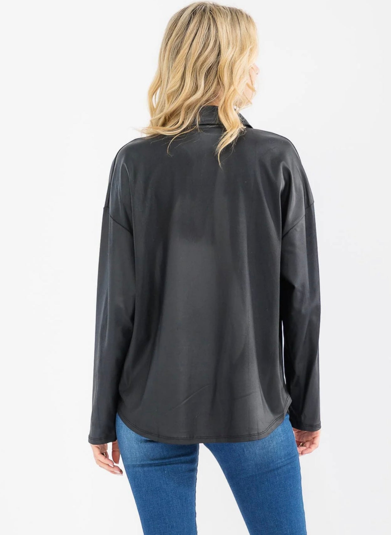 Pleather Button Up Blouse