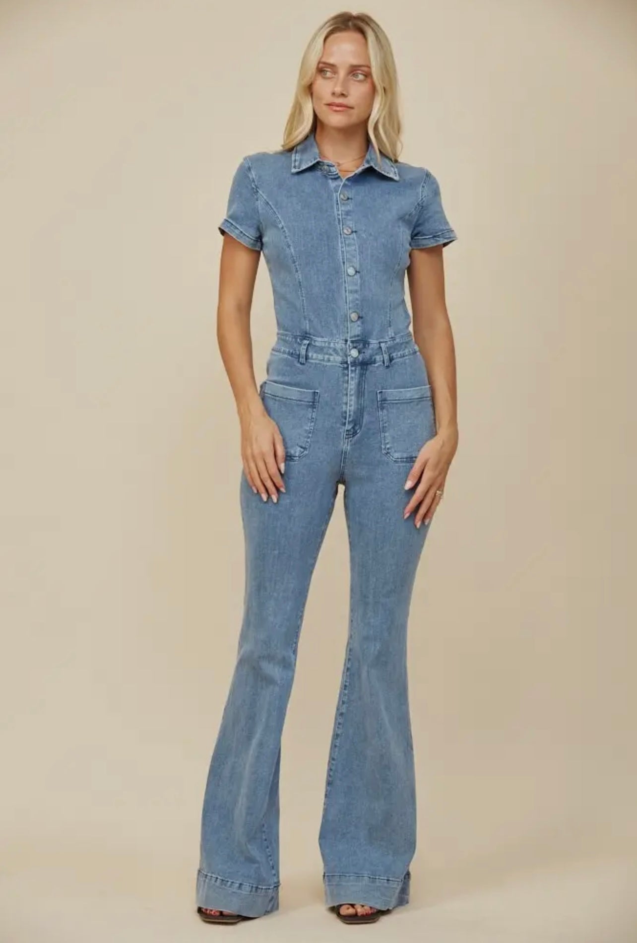 Bellbottom Denim Jumpsuit