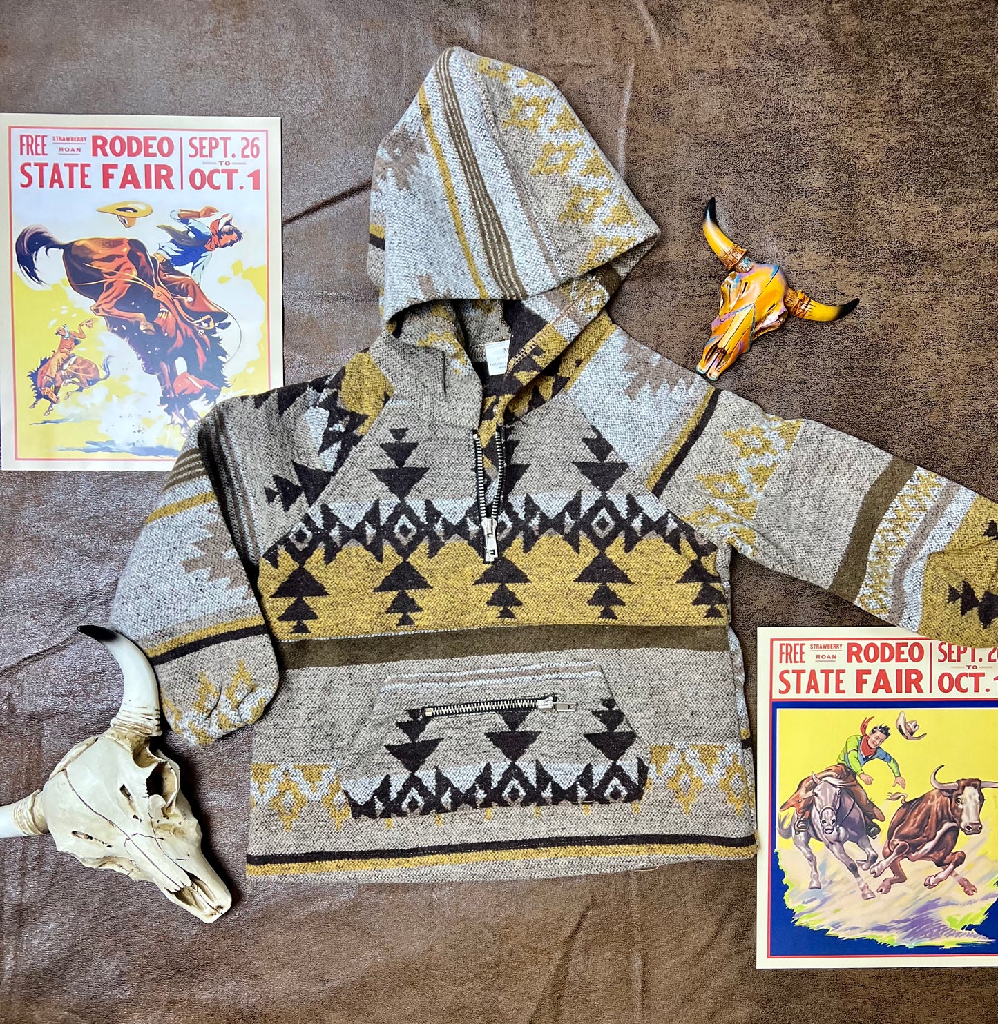 Mustard & Brown Aztec Printed Pullover Kids