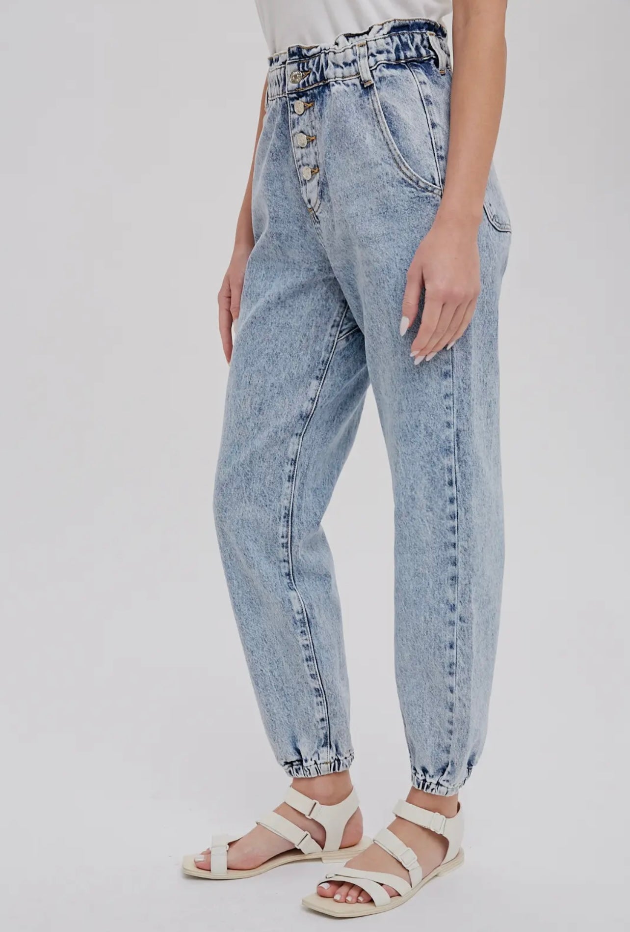 Paperbag Denim Joggers