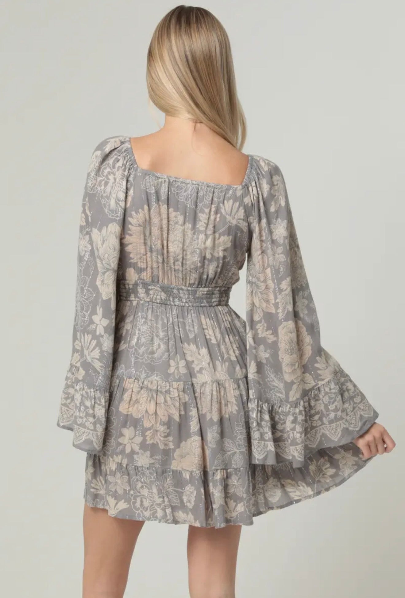 Angie Wide Sleeve V Neck
Smocked Waist Dress