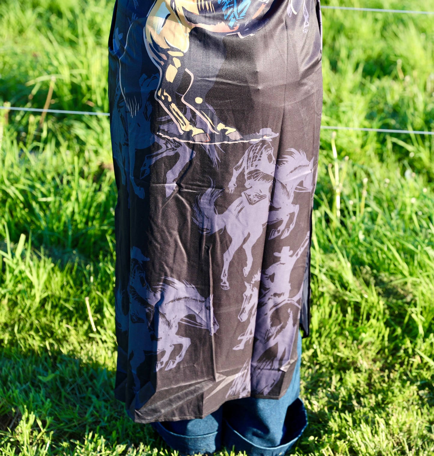 Black Riding Cowboy Aztec Button Down Dress Duster