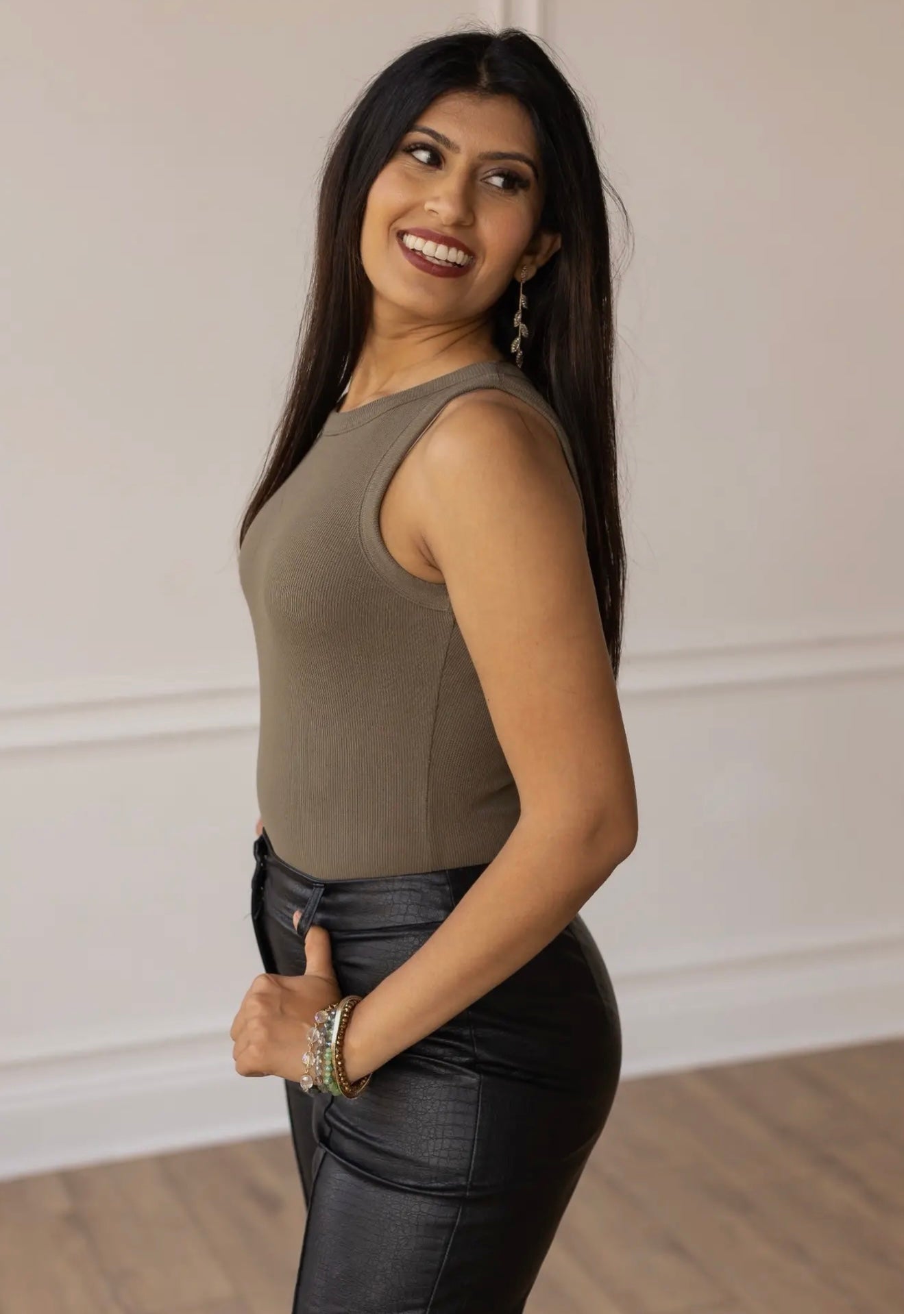 The Maddy Ribbed Olive Bodysuit