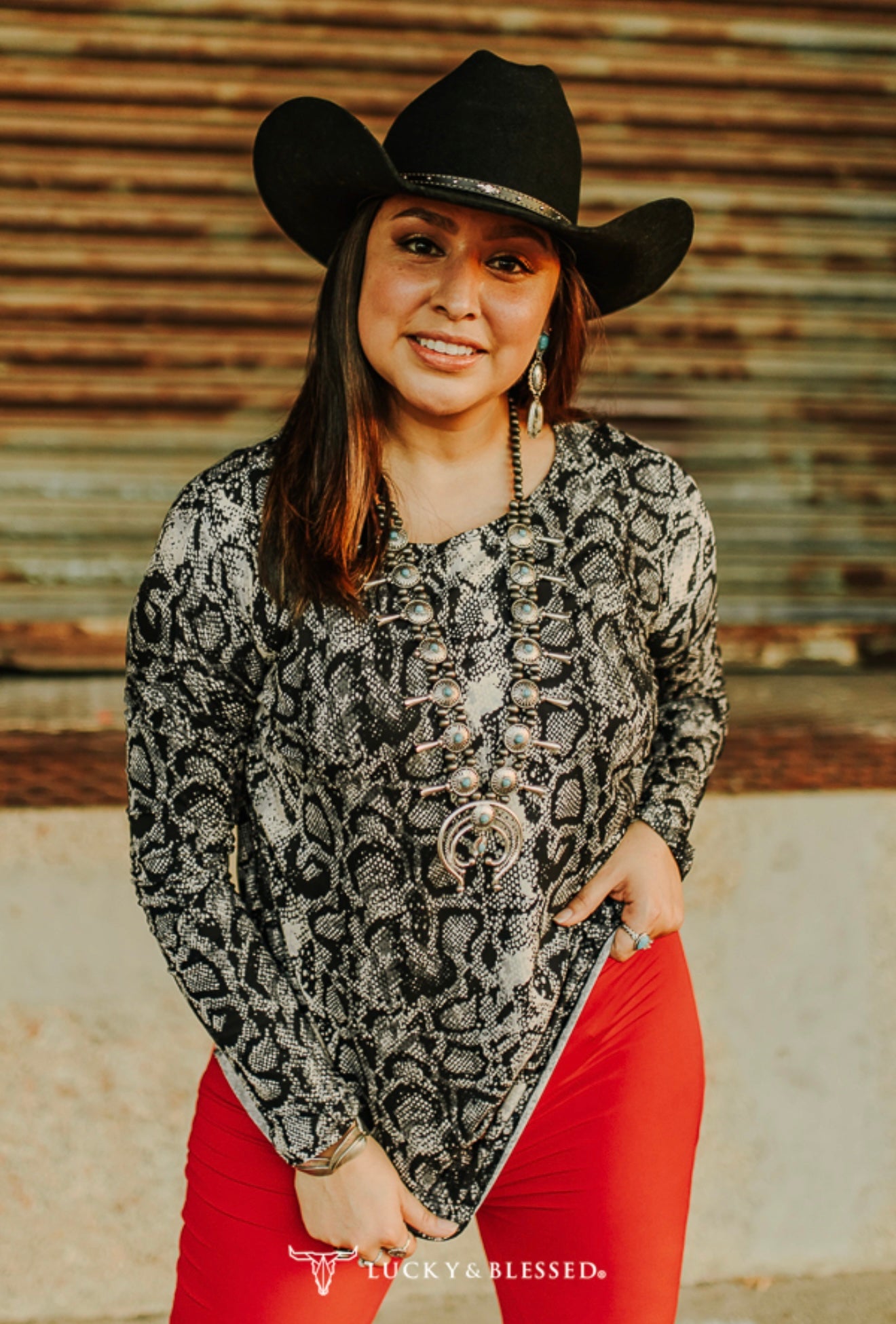 Snake Printed Dolman Long Sleeve Top