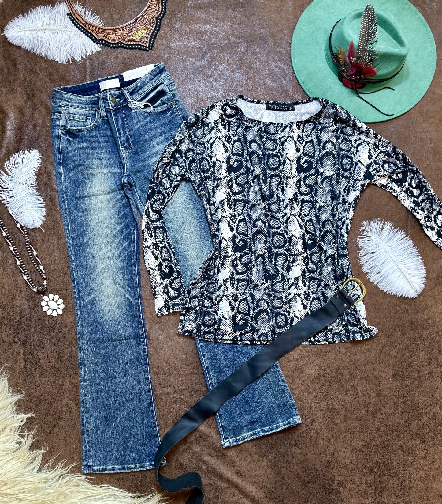 Snake Printed Dolman Long Sleeve Top