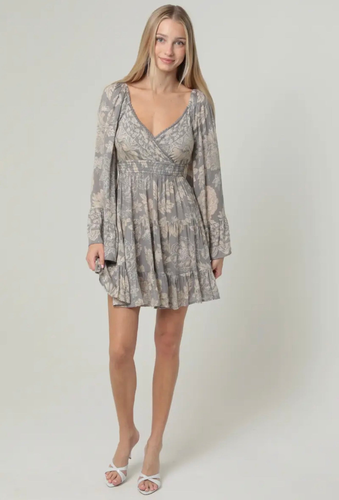 Angie Wide Sleeve V Neck
Smocked Waist Dress
