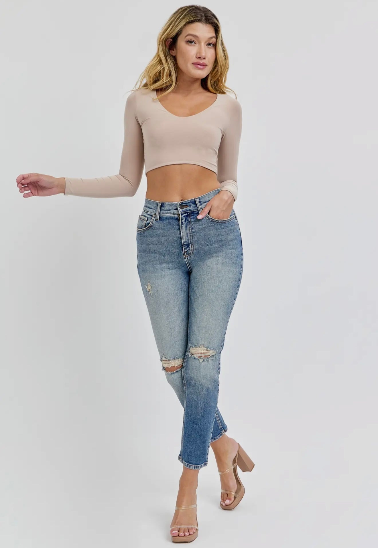 Cello Tinted High Rise Mom Jean