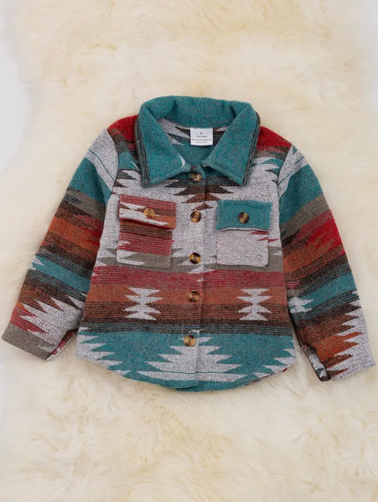 Kids Aztec Printed Button Up Shacket