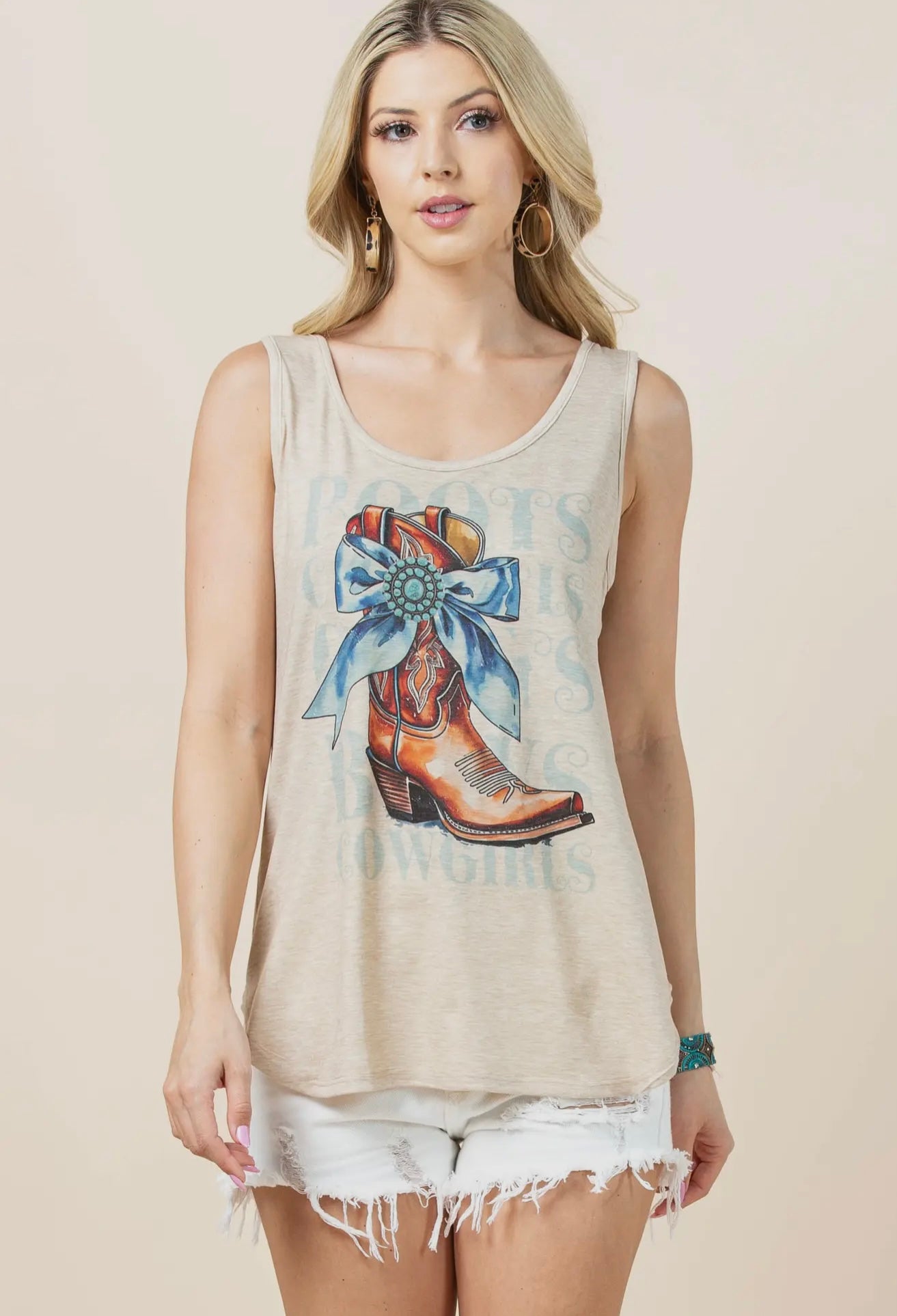 CARA Western Boots Graphic
Sleeveless Top