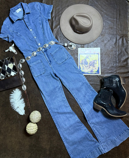 Bellbottom Denim Jumpsuit