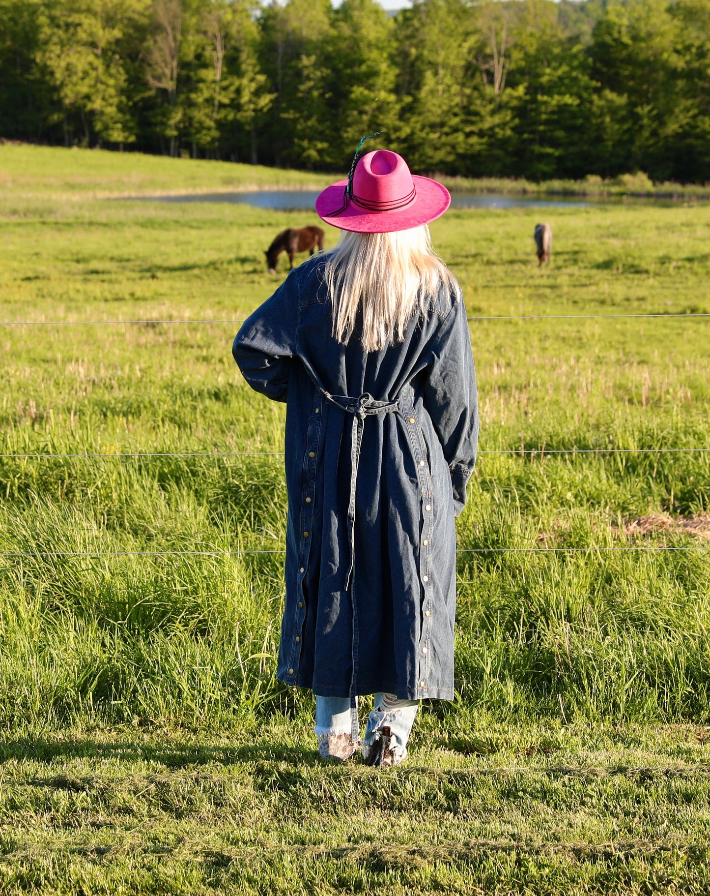 A Denim Midi Dress Duster