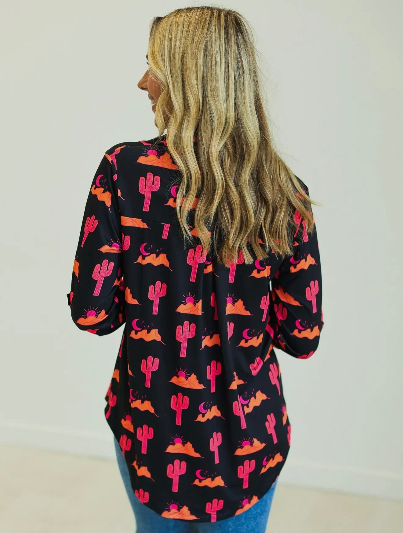 Gemma V-Neck Top, Desert Sunset