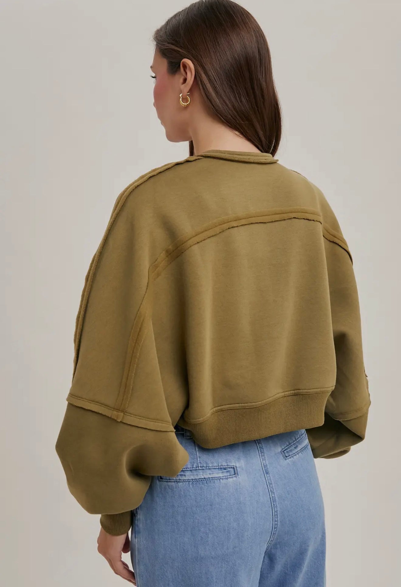 Olive Inner Fleece Shrug Knit Cardigan