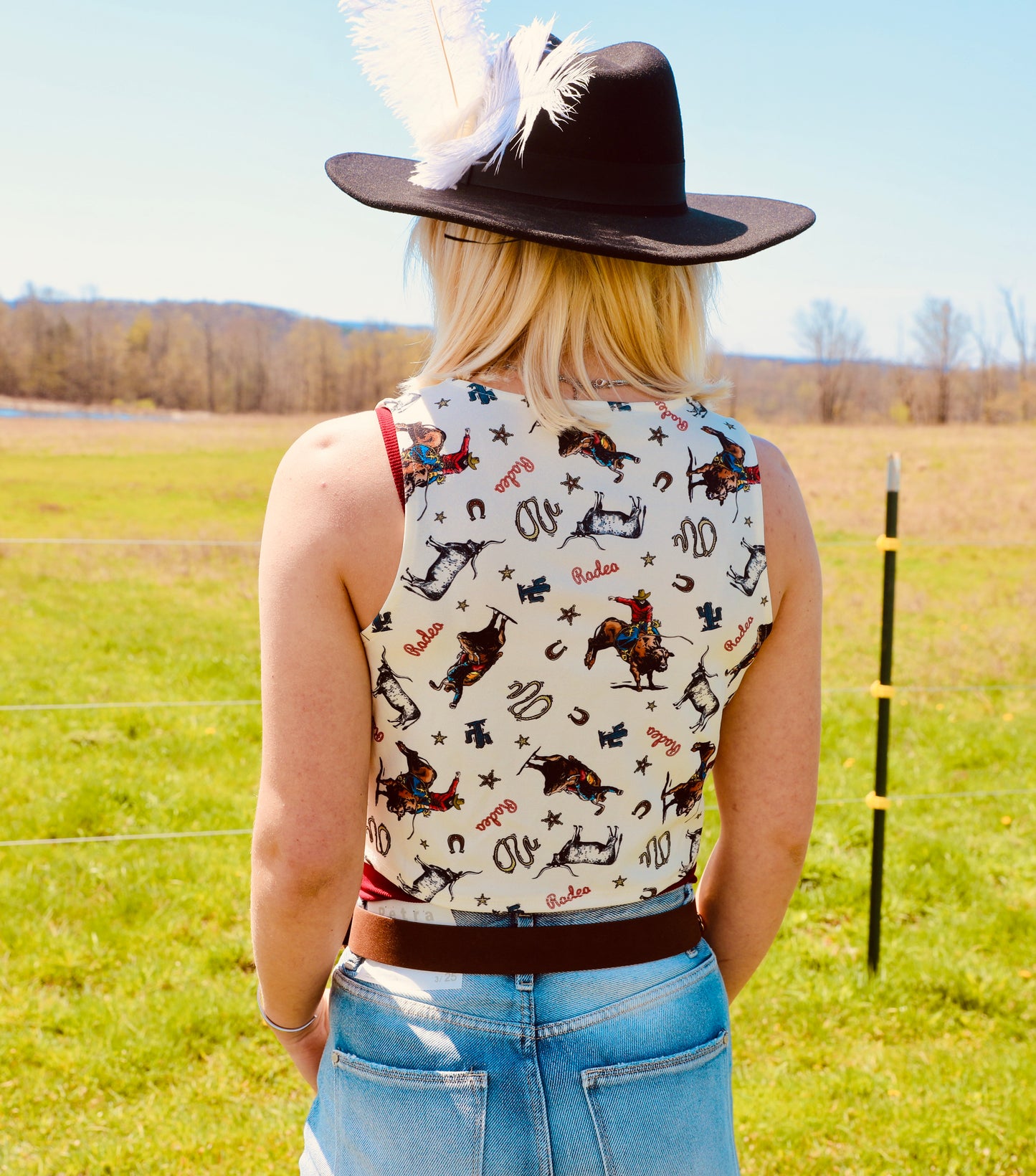 Western Cowboy Travel
Print V Neck Vest Top