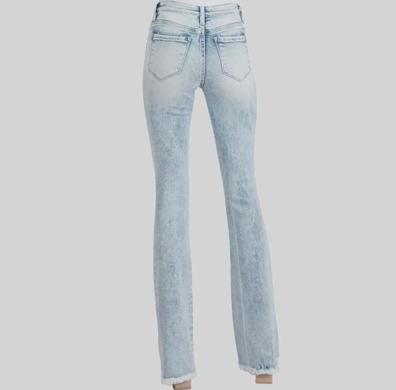 Petra153 Distressed Mid Rise Stretch
Flare Jeans